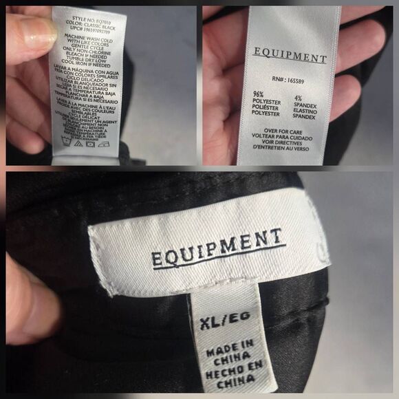 Equipment Black Satin Button Down Blouse Sz. XL - Picture 6 of 7